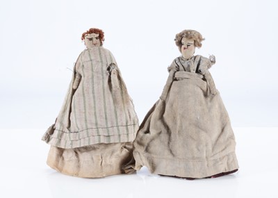 Lot 673 - Two 19th century home-made cloth dolls’ house domestic staff