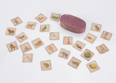 Lot 716 - A dolls’ house or doll’s picture game, in split wood box