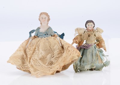 Lot 721 - Two 19th century dolls’ house shoulder-head dolls