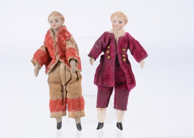 Lot 722 - Two 19th century Simon & Halbig  dolls’ house bisque shoulder-head boy dolls