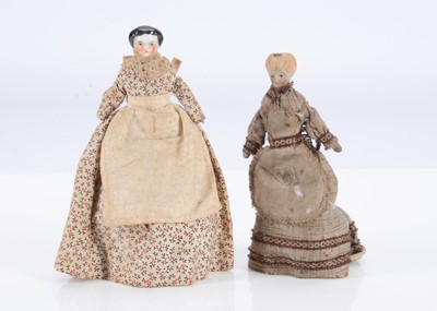 Lot 723 - Two 19th century dolls’ house shoulder-head dolls