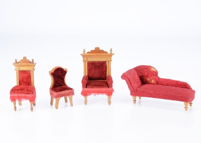 Lot 733 - Upholstered Schneegas dolls’ house furniture