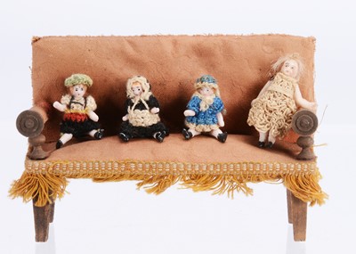 Lot 747 - Three Horn miniature all-bisque dolls’ house dolls