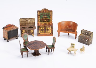 Lot 750 - Small scale dolls’ house furniture