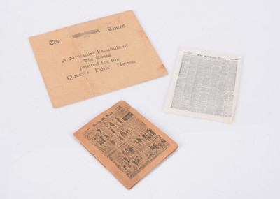 Lot 755 - A Queen Mary’s Dolls’ House Miniature Facsimile of The Times newspaper.