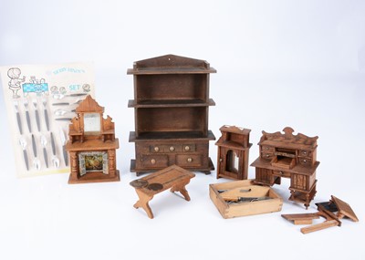 Lot 788 - A 1930s oak dolls’ house fireplace