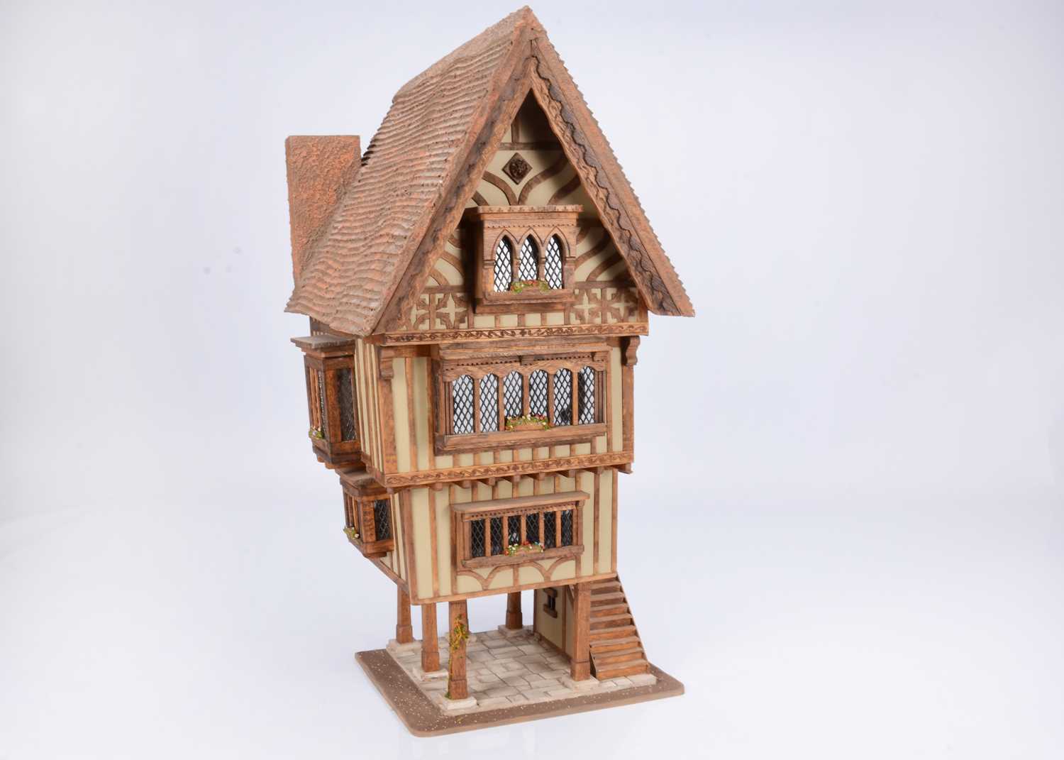 Lot 804 - A Jim Hensley Trigger Pond 1/24th scale Tudor style timbered dolls’ house