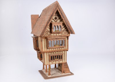 Lot 804 - A Jim Hensley Trigger Pond 1/24th scale Tudor style timbered dolls’ house