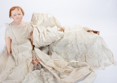 Lot 811 - A rare large 19th century English poured wax baby doll with weighted sleeping eyes