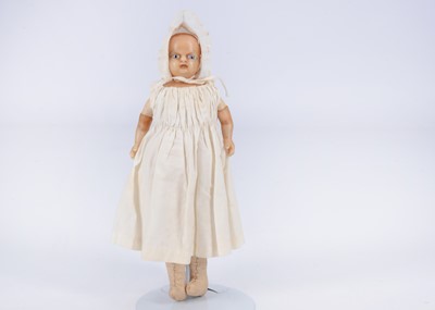 Lot 813 - An early beeswax baby doll, probably early 19th century