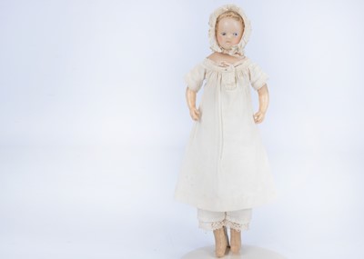 Lot 814 - An early poured wax shoulder-head doll with sleep eye mechanism, probably early 19th century