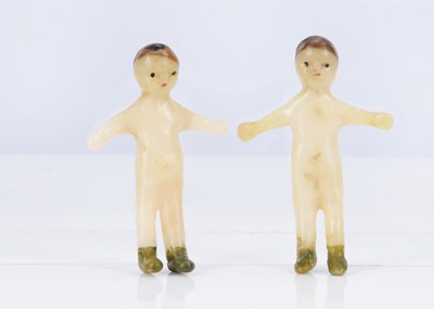 Lot 817 - Two small poured wax dolls, probably early 19th century