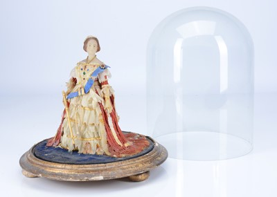 Lot 819 - A rare early 19th century Henrietta Wade wax figures of Queen Victoria in coronation robes