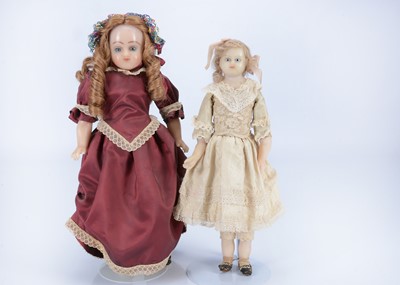 Lot 823 - An 19th century English poured wax shoulder head doll