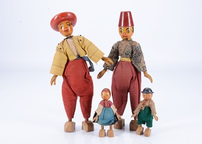 Lot 829 - Four 1930s Florig & Otto wooden dolls