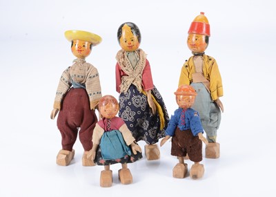Lot 830 - Five 1930s Florig & Otto wooden dolls