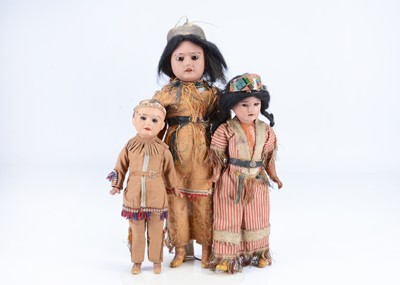 Lot 855 - Three Armand Marseille Native American dolls