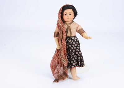 Lot 865 - A rare German bisque headed olive skinned Bru style doll