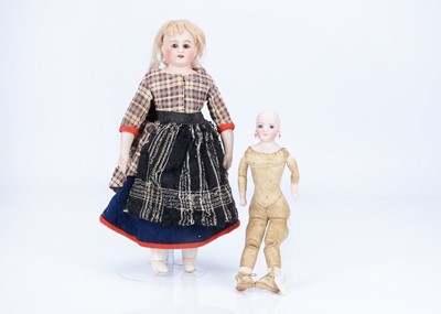 Lot 869 - Two late 19th century German shoulder-head dolls