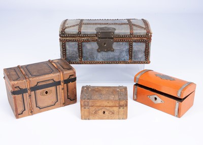 Lot 929 - Four small 19th century doll's trunks