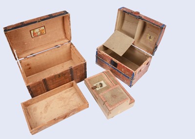 Lot 952 - Two 19th century doll's domed trunks