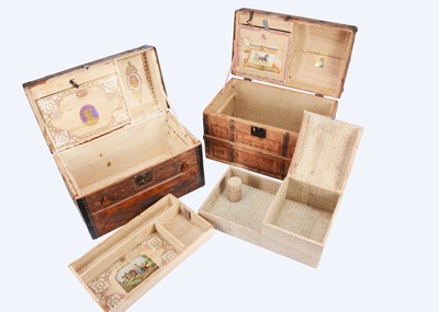 Lot 960 - Two 19th century domed doll's trunks