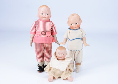 Lot 977 - Two German bisque googly eyed character dolls