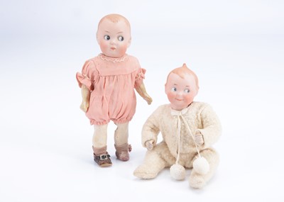 Lot 978 - Two small German bisque googly eyed character dolls