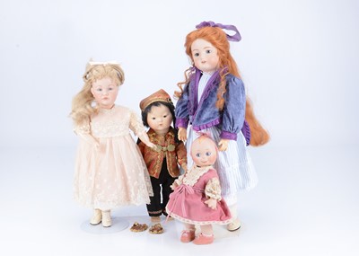 Lot 1001 - Four bisque headed artisit dolls