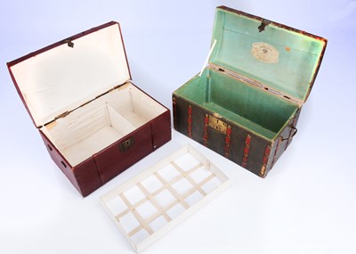 Lot 1039 - Two 19th century domed doll's trunks