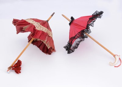 Lot 1090 - Two 19th century French doll's parasols