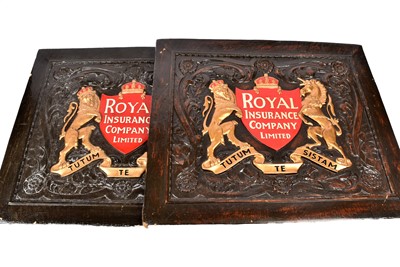 Lot 102 - Two rectangular wall hanging Royal Insurance Company Limited signs, Hancor Mitcham