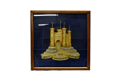 Lot 103 - A large and heavy oak framed and glazed Alliance logo