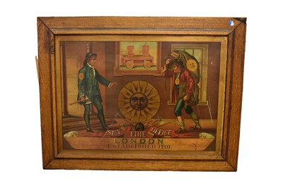 Lot 107 - A rectangular oak framed painted tin advertising sign