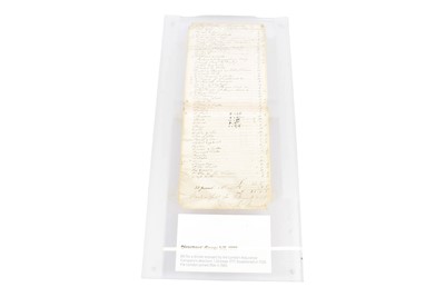 Lot 109 - A perspex framed Director's dinner bill
