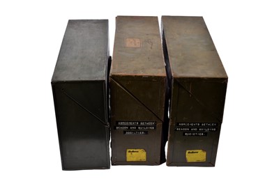 Lot 127 - Three tin green painted document boxes