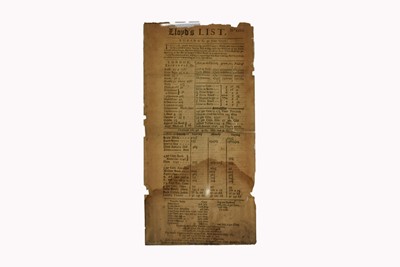 Lot 220 - A framed display extract from Lloyd's List no 1210