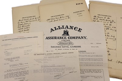 Lot 228 - A collection of Life Insurance Policies relating to G H Booth (George Formby)