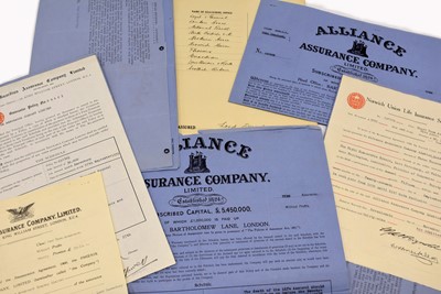 Lot 237 - Various paperwork, insurance policies and correspondence relating to The Right Honourable Edward Greenall Lord Daresbury