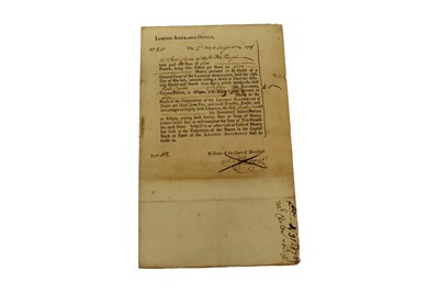 Lot 239 - A certificate dated 2nd August 1721
