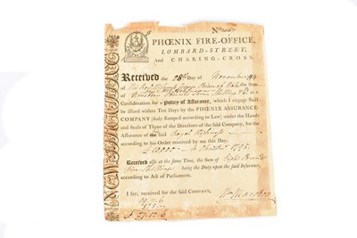 Lot 246a - A Pheonix Fire Office Policy for George Prince of Wales