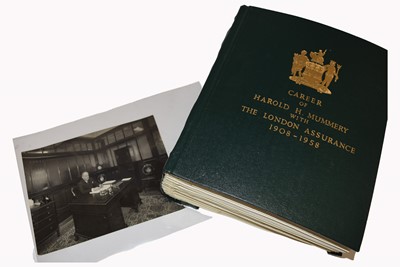 Lot 292 - A large bound volume 'Career of Harold H Mummery with the London Assurance 1908-1958'