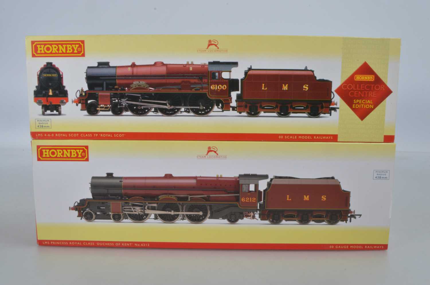 Lot 62 - Hornby (China) boxed 00 Gauge LMS crimson lake Royal Scot Class 7P and Princess Royal Class Locomotives and Tenders (2)