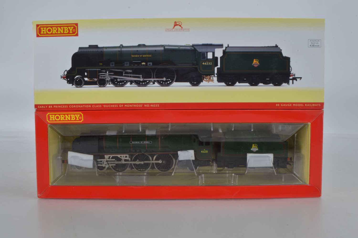 Lot 68 - Hornby (China) boxed 00 Gauge BR green Princess Coronation Class and Duchess Class Locomotives and Tenders (2)