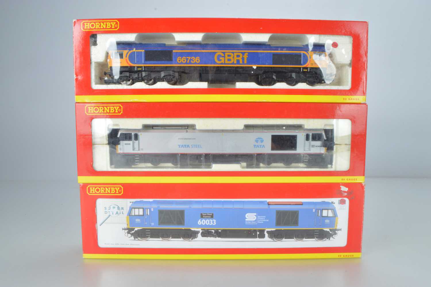 Lot 91 - Hornby (China) boxed 00 Gauge Class 60 and 66 Private Operators Diesel    Locomotives  (3)