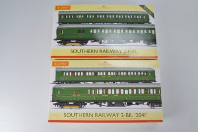 Lot 98 - Hornby (China) boxed 00 Gauge SR green 2-Bil and 2-Hal 2-Car EMU Packs (2 packs)