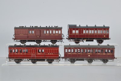 Lot 278 - Three 00 Gauge kitbuilt 6-wheel NER Coaches and one SER 4-wheel Coach by R&L Cooper (Rocar) and others (4)