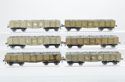 Lot 562 - Modified Leeds Model Company 0 Gauge LMS grey bogie Coal wagons (6)