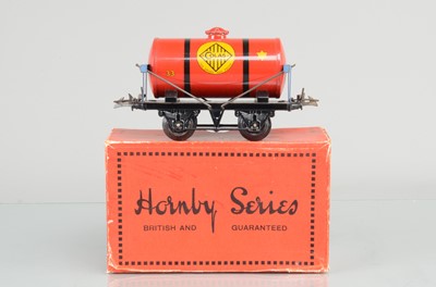 Lot 677 - Hornby O Gauge COLAS red, tanker in original Hornby United Dairies box