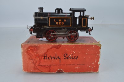 Lot 686 - Hornby O Gauge No 1 LMS lined black Clockwork 0-4-0 Tank Locomotive No 623 in original box